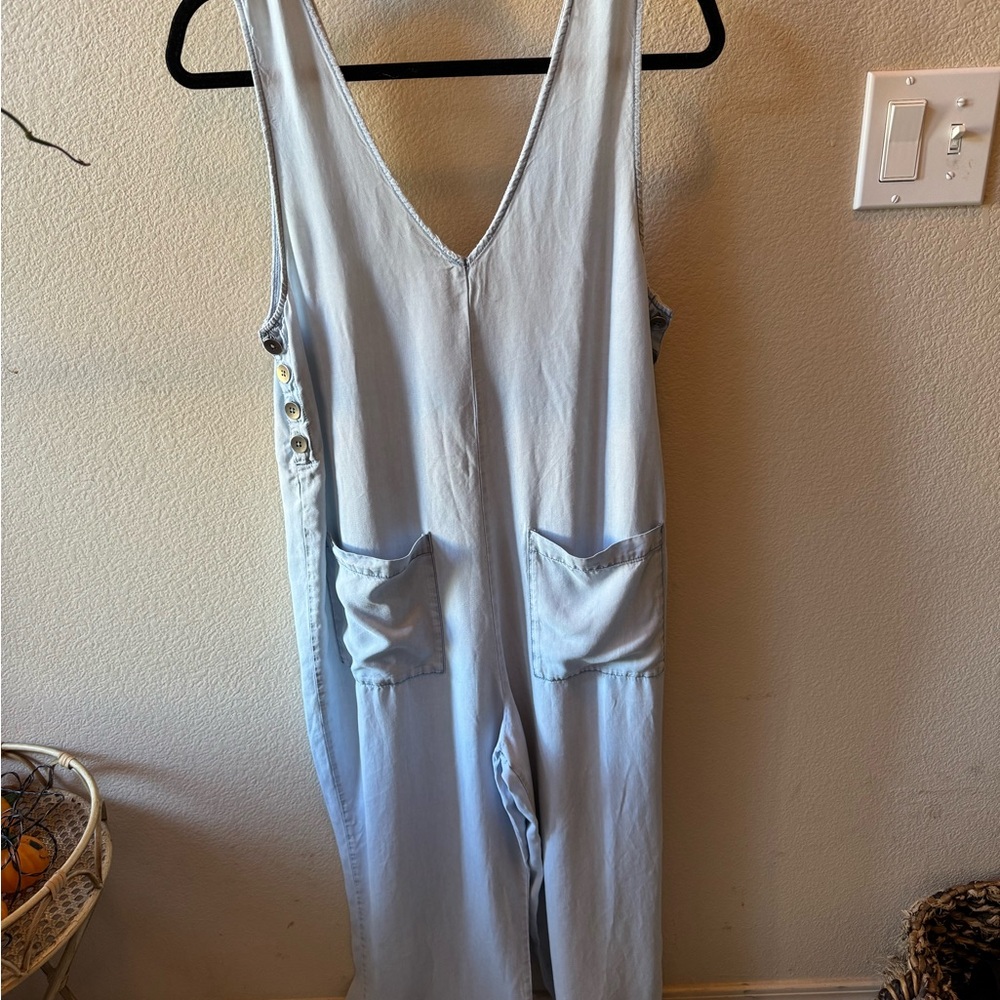 Z Supply Sky Blue V-Neck Jumpsuit